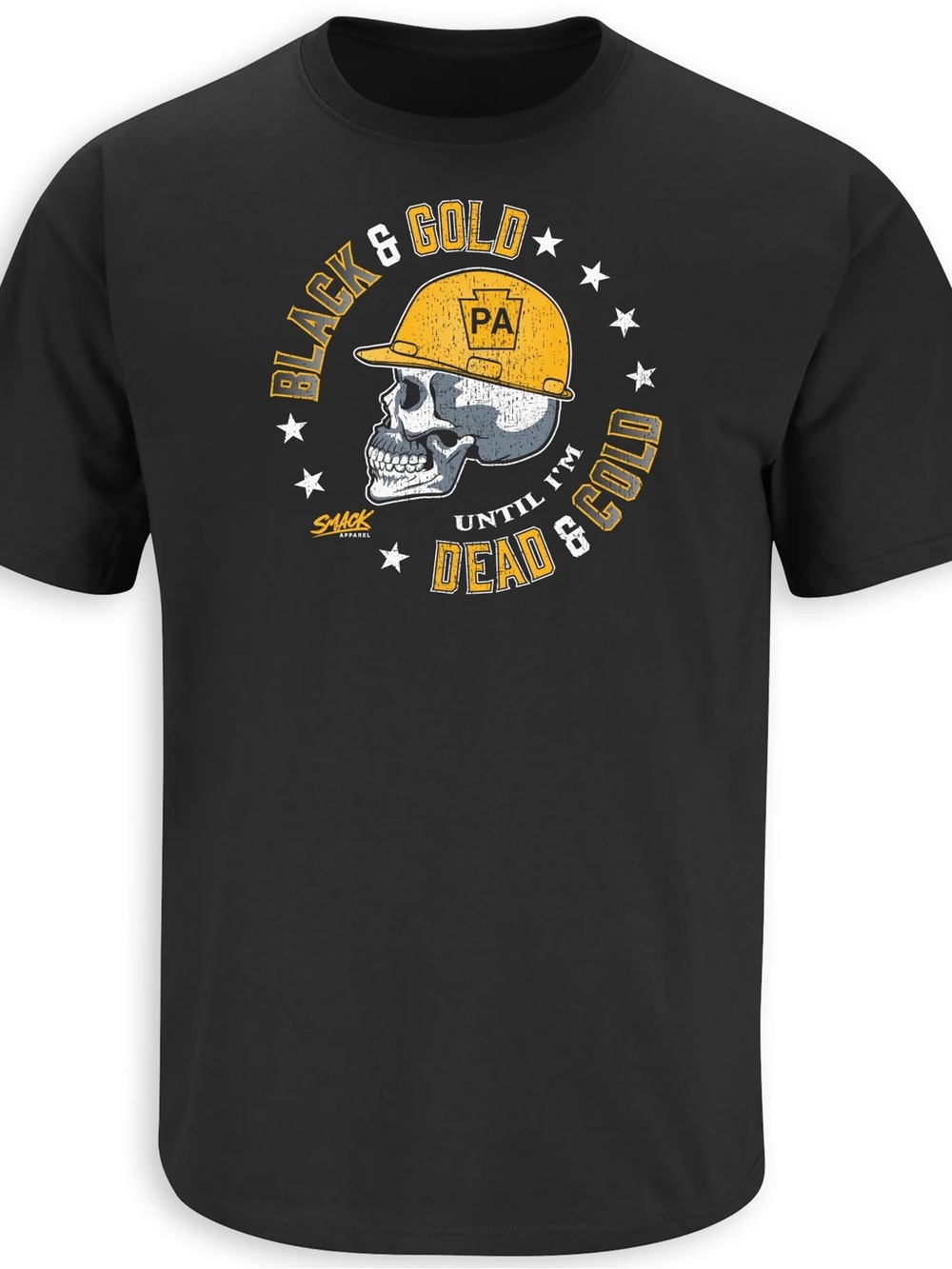 Smack Apparel Pittsburgh Black & Gold Until I’m Dead & Cold T-Shirt Large Skull